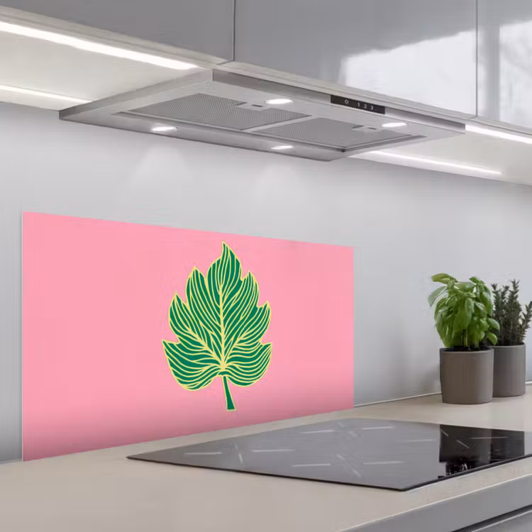 Blad - Groen - Illustratie - Minimalistisch keuken achterwand spatscherm middel -3d_schuin