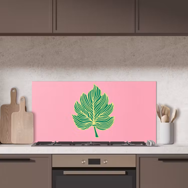 Blad - Groen - Illustratie - Minimalistisch keuken achterwand spatscherm middel -sfeer2