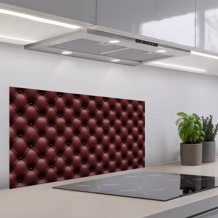Leer - Patroon - Bordeaux keuken achterwand spatscherm middel 899 -3d_schuin