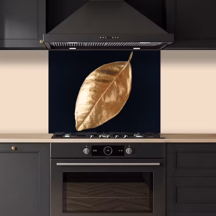 Bladeren - Black en gold - Luxe - Natuur - Planten keuken achterwand spatscherm middel -sfeer1