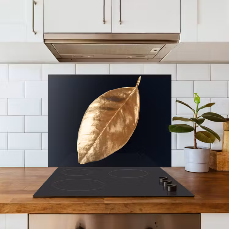 Bladeren - Black en gold - Luxe - Natuur - Planten keuken achterwand spatscherm middel -sfeer2