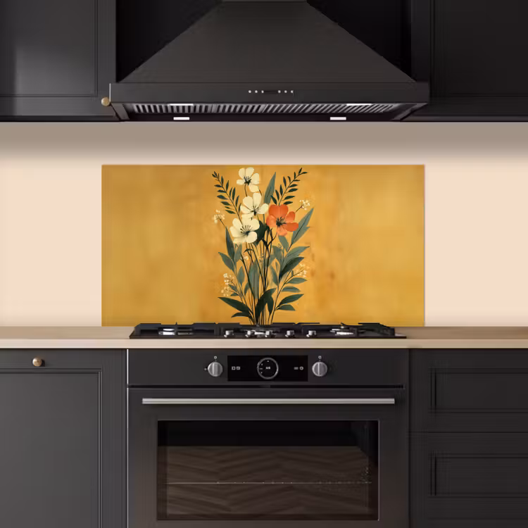 Bladeren - Boeket - Bloemen - Geel keuken achterwand spatscherm middel -sfeer1
