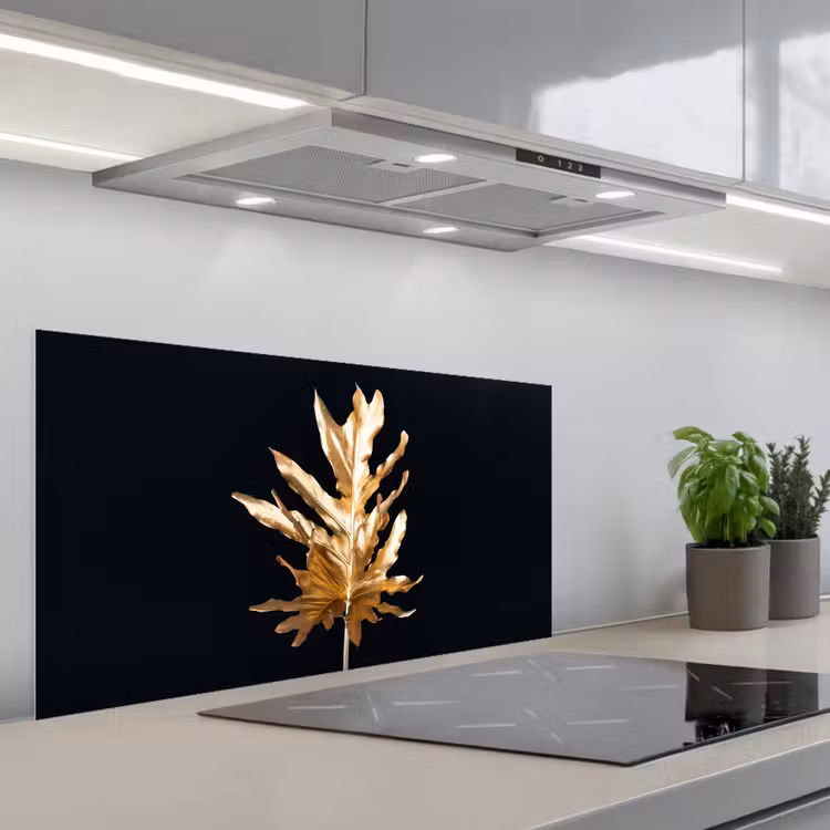 Bladeren - Goud - Herfst - Natuur - Luxe keuken achterwand spatscherm middel -3d_schuin