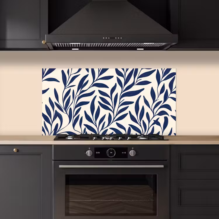 Bladeren - Klimop - Donkerblauw keuken achterwand spatscherm middel -sfeer1