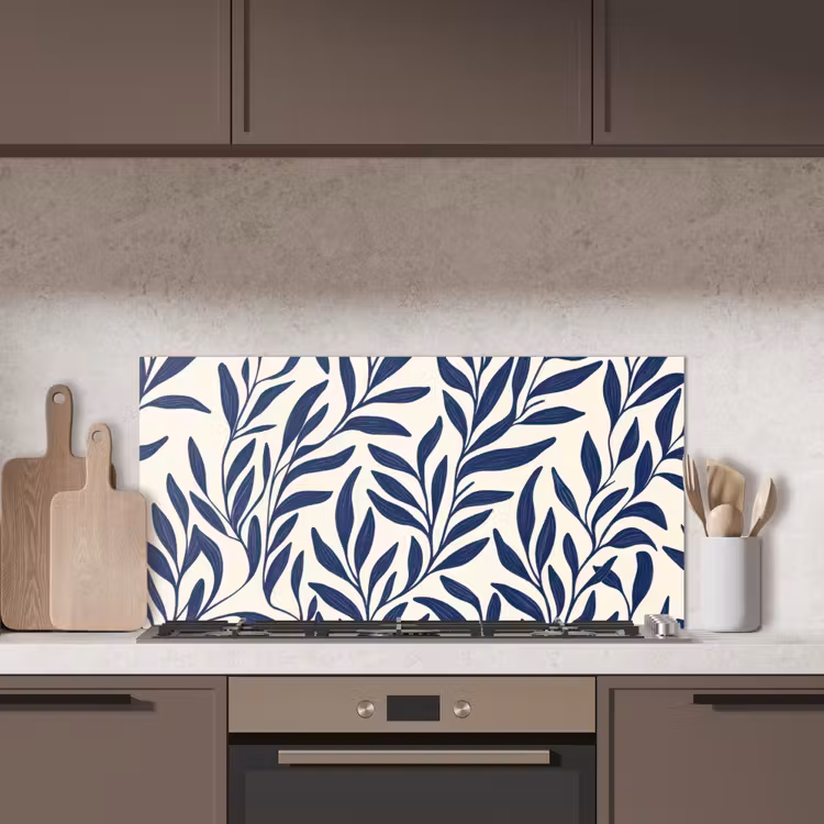 Bladeren - Klimop - Donkerblauw keuken achterwand spatscherm middel -sfeer2
