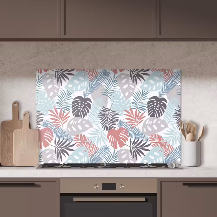 Bladeren - Jungle - Pastel - Tropisch keuken achterwand spatscherm middel -sfeer2