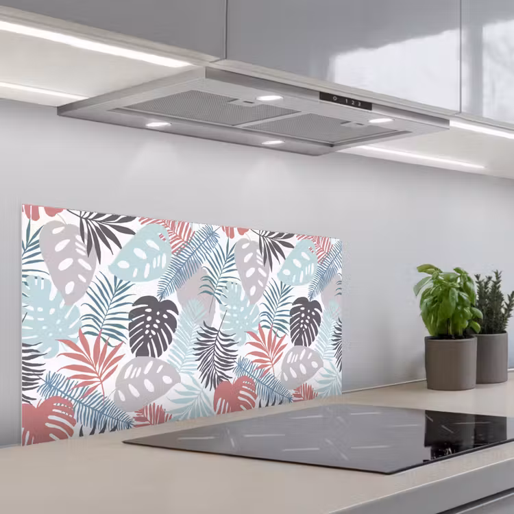Bladeren - Jungle - Pastel - Tropisch keuken achterwand spatscherm middel -3d_schuin