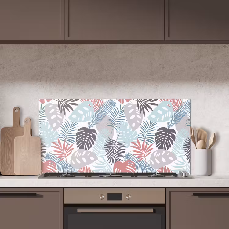 Bladeren - Jungle - Pastel - Tropisch keuken achterwand spatscherm middel -sfeer2