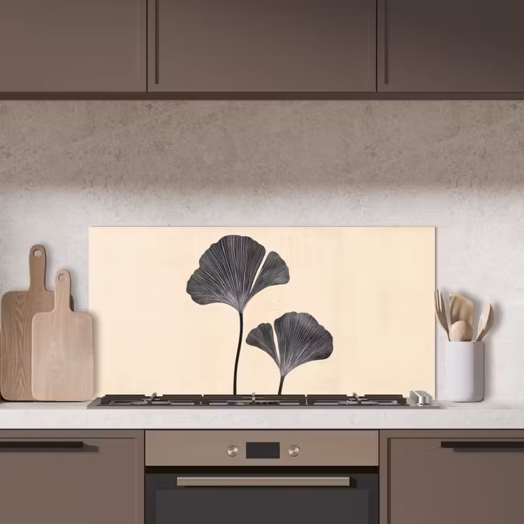 Bladeren - Minimalistisch - Zwart keuken achterwand spatscherm middel -sfeer2