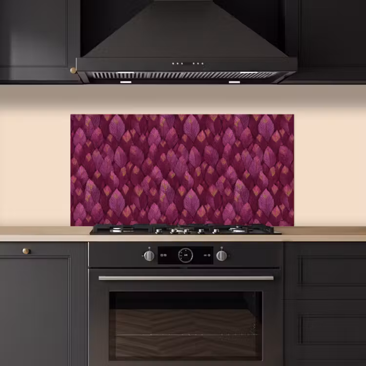 Bladeren - Patroon - Burgundy keuken achterwand spatscherm middel 899 -sfeer1