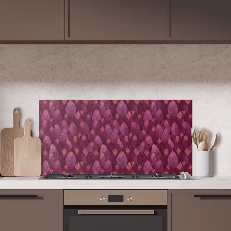 Bladeren - Patroon - Burgundy keuken achterwand spatscherm middel 899 -sfeer2