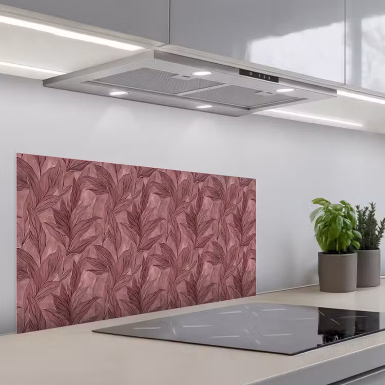 Bladeren - Patroon - Paars keuken achterwand spatscherm middel 899 -3d_schuin
