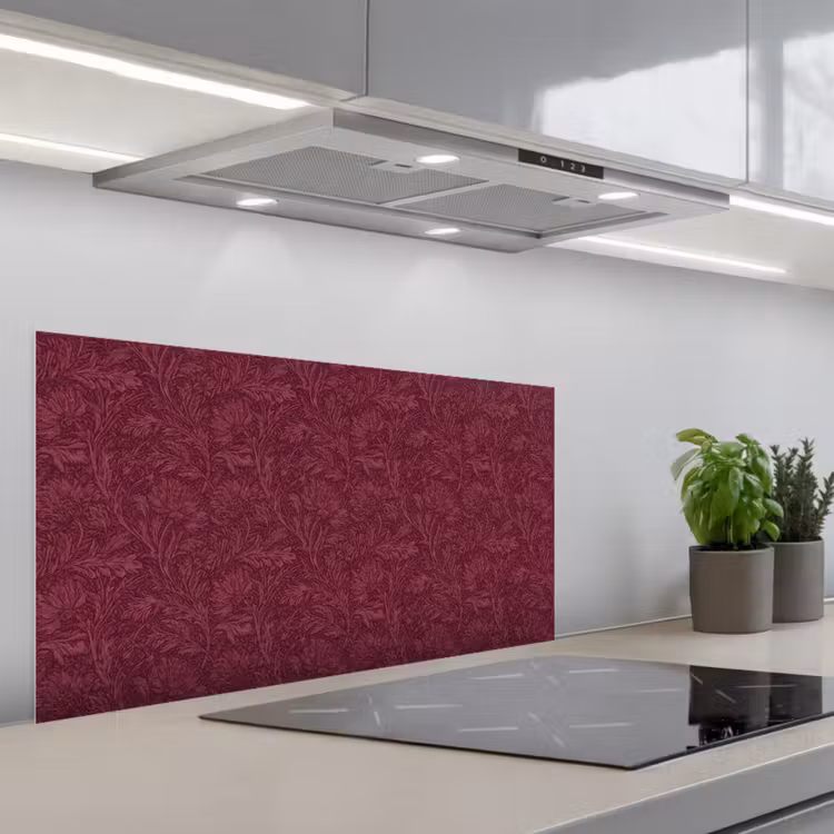 Bladeren - Patroon - Paars keuken achterwand spatscherm middel 899 -3d_schuin