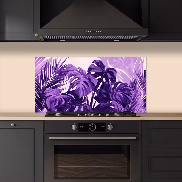 Bladeren - Paars - Tropisch - Abstract keuken achterwand spatscherm middel -sfeer1