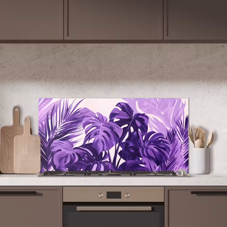 Bladeren - Paars - Tropisch - Abstract keuken achterwand spatscherm middel -sfeer2