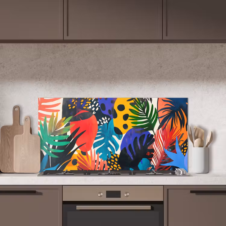 Bladeren - Vormen - Abstract - Kleurrijk keuken achterwand spatscherm middel -sfeer2