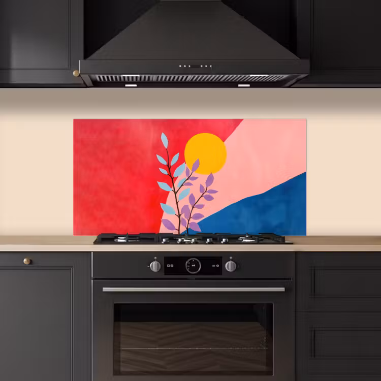 Bladeren - Zon - Abstracte vormen keuken achterwand spatscherm middel -sfeer1