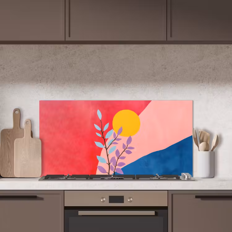 Bladeren - Zon - Abstracte vormen keuken achterwand spatscherm middel -sfeer2