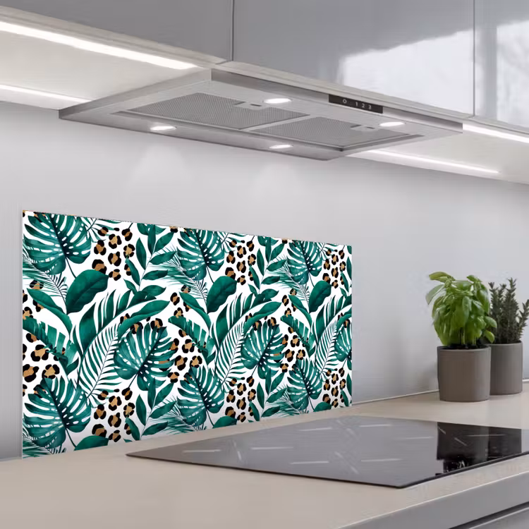 Bladeren - Tropisch - Jungle keuken achterwand spatscherm middel -3d_schuin