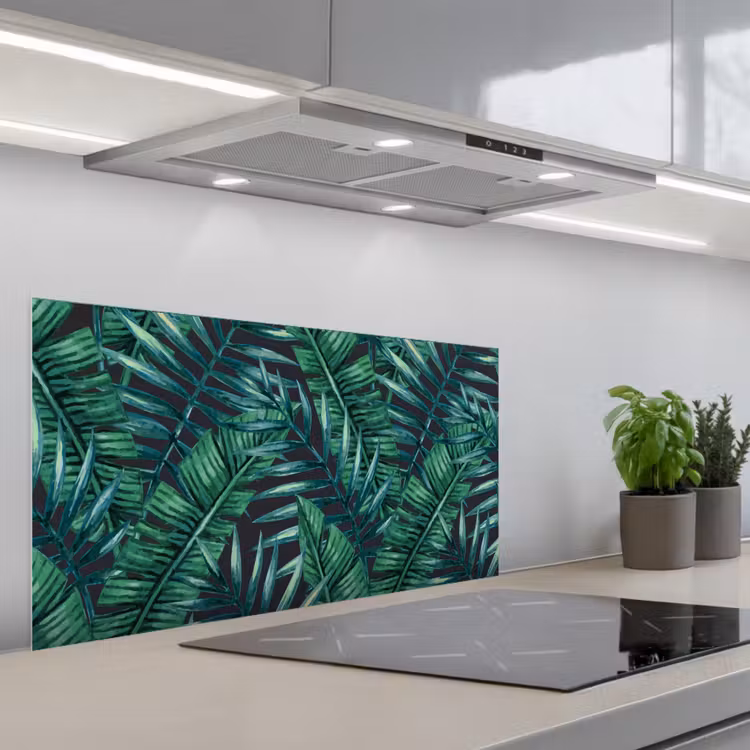 Bladeren - Tropisch - Jungle - Natuur keuken achterwand spatscherm middel -3d_schuin