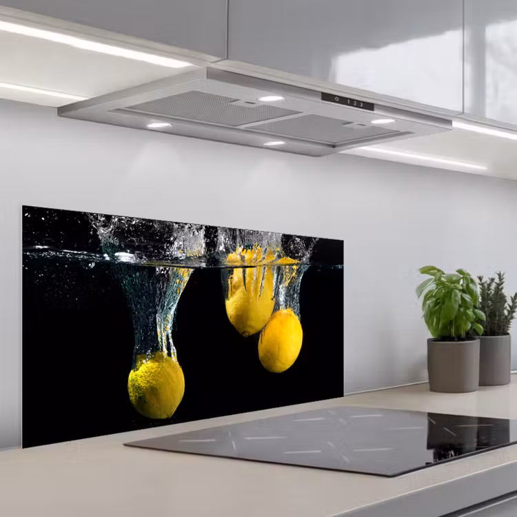 Citroen - Fruit - Stilleven - Water - Geel keuken achterwand spatscherm middel -3d_schuin
