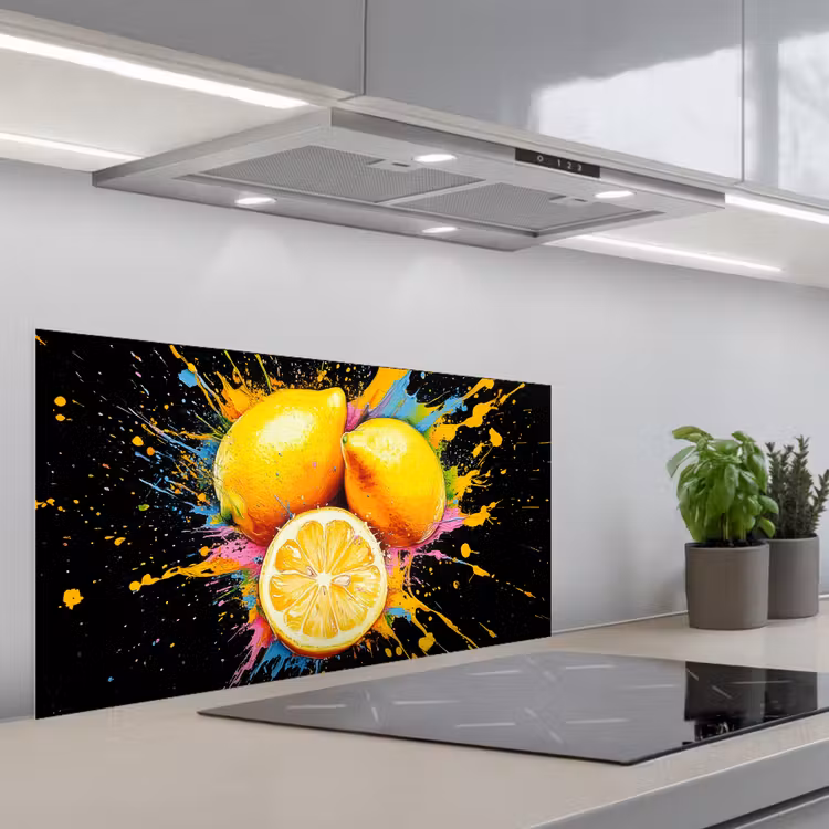 Citroen - Graffiti - Kleurrijk - Verf - Modern keuken achterwand spatscherm middel -3d_schuin