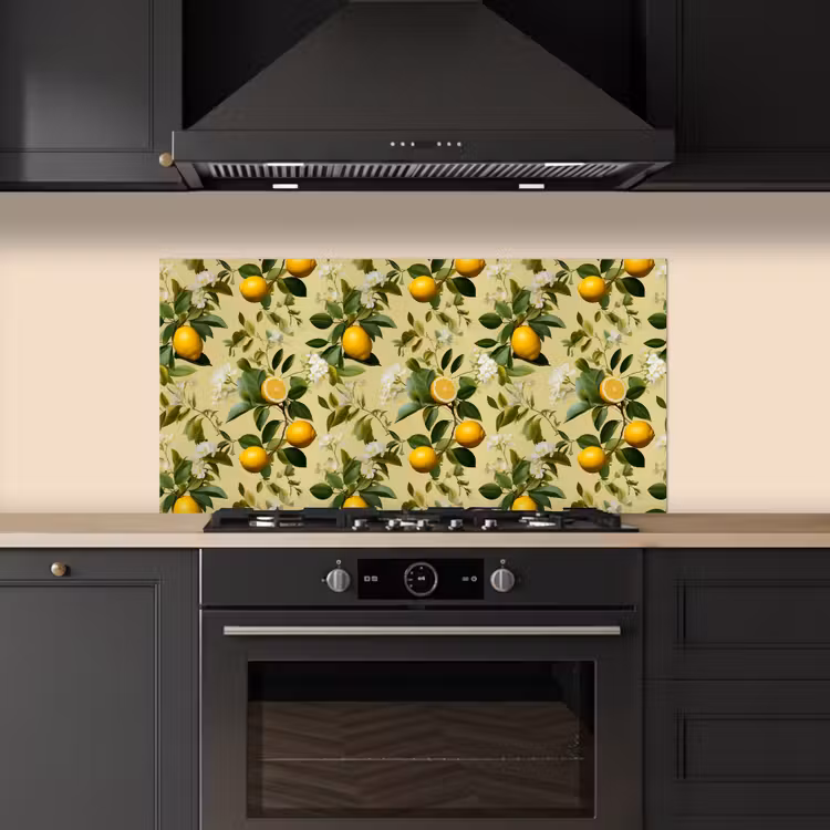 Citroen - Groen - Bloesem keuken achterwand spatscherm middel 899 -sfeer1