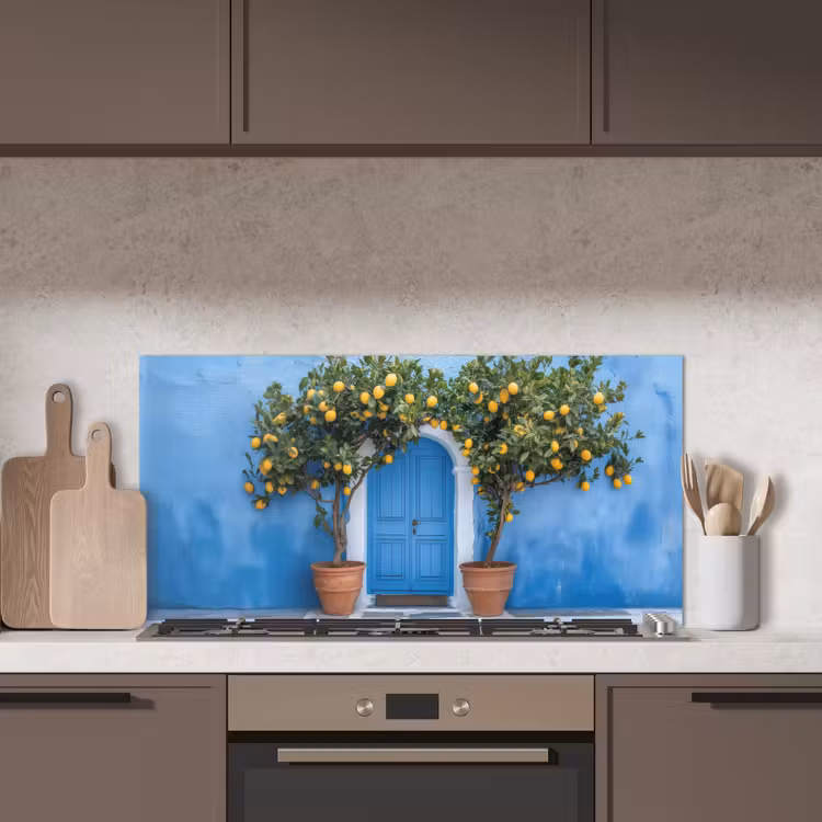 Citroenbomen - Geel - Deur - Potten keuken achterwand spatscherm middel -sfeer2