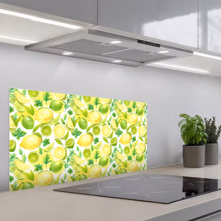 Citroen - Geel - Limoen - Groen keuken achterwand spatscherm middel 899 -3d_schuin