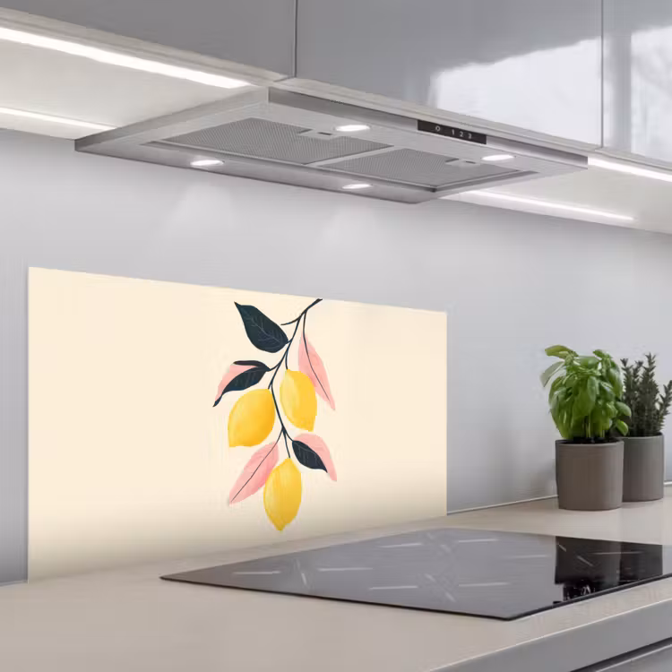 Citroenen - Felgeel - Tak - Bladeren keuken achterwand spatscherm middel -3d_schuin
