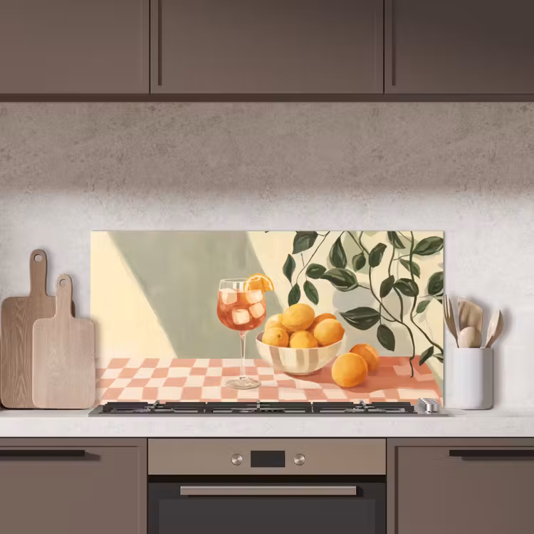 Citroenen - Glas - Tafelkleed - Geblokt keuken achterwand spatscherm middel -sfeer2