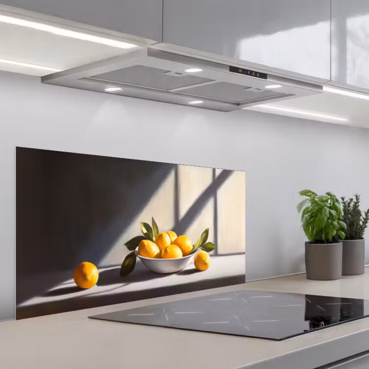 Citroenen - Stilleven - Geel keuken achterwand spatscherm middel -3d_schuin