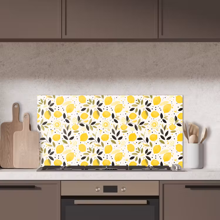 Citroenen - Geel - Wit - Stippen keuken achterwand spatscherm middel 899 -sfeer2