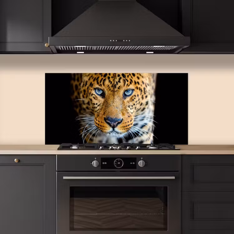Luipaard - Dieren - Portret - Wilde dieren - Zwart keuken achterwand spatscherm middel -sfeer1