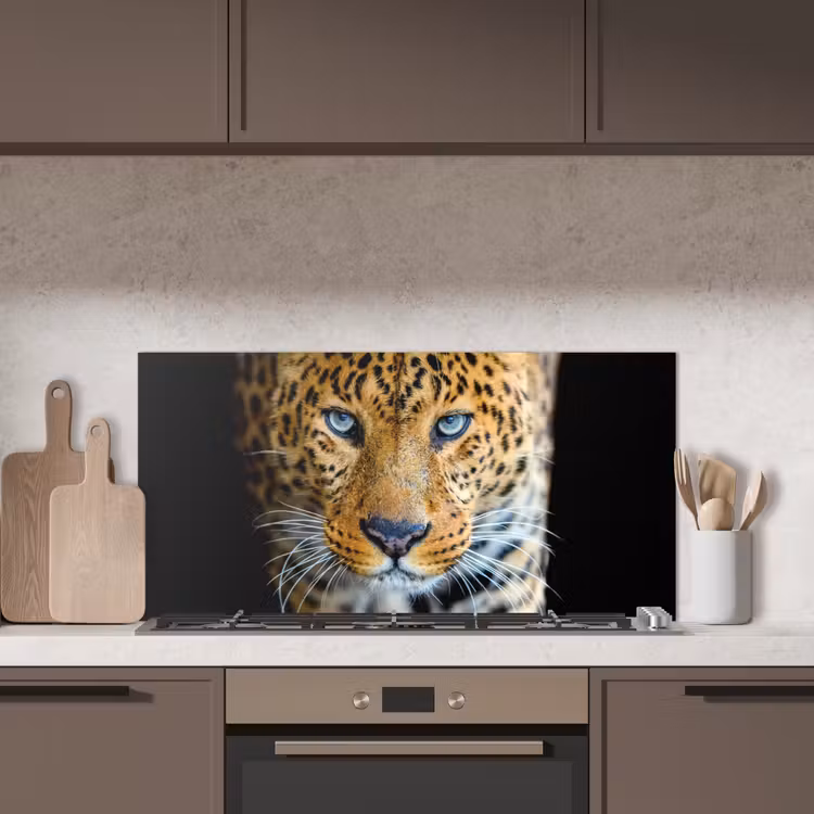 Luipaard - Dieren - Portret - Wilde dieren - Zwart keuken achterwand spatscherm middel -sfeer2