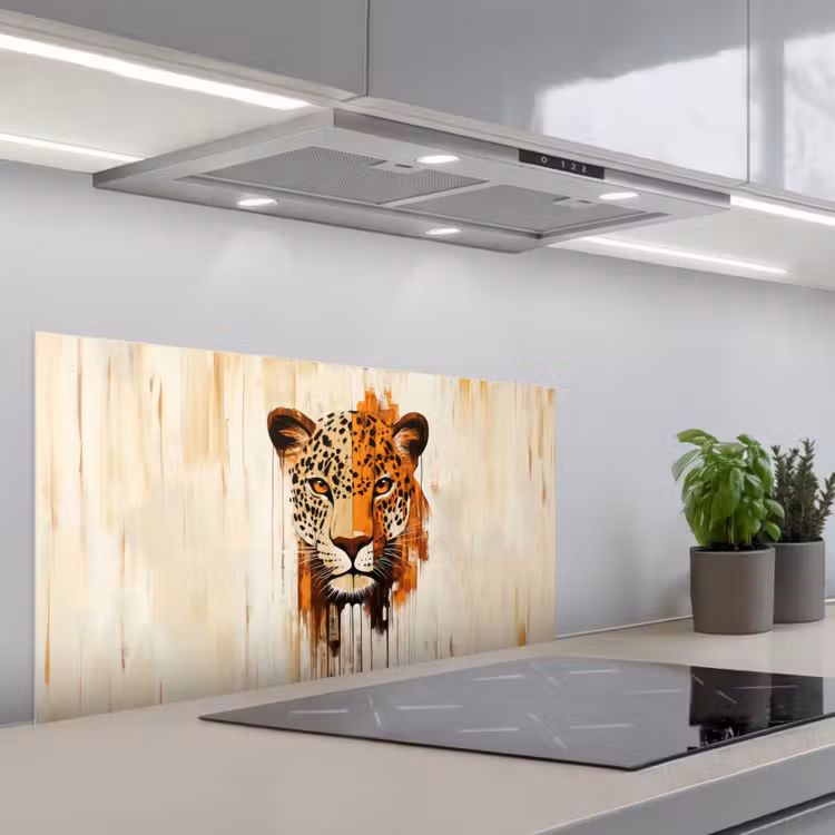 Luipaard - Symmetrisch - Strepen keuken achterwand spatscherm middel -3d_schuin