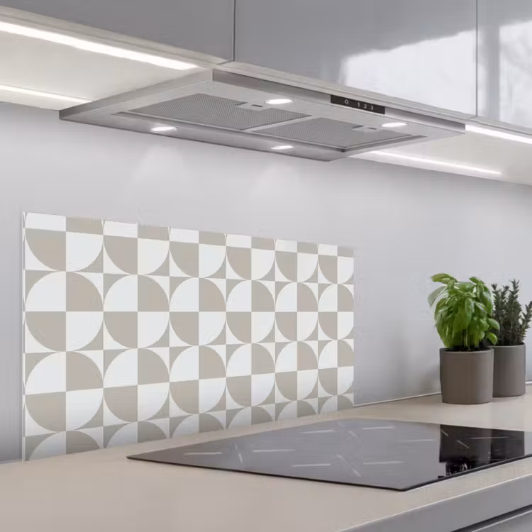 Lichtgrijs - Wit - Vierkant - Rond keuken achterwand spatscherm middel 899 -3d_schuin