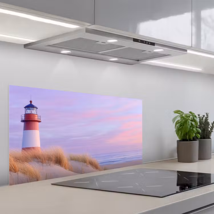 Vuurtoren - Duinen - Zonsondergang keuken achterwand spatscherm middel -3d_schuin