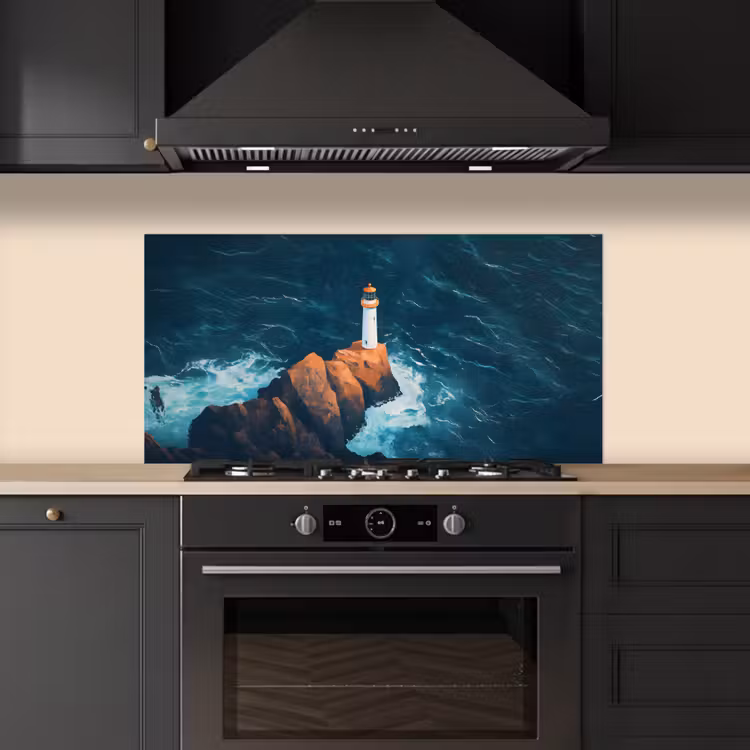 Vuurtoren - Rots - Zee - Golven keuken achterwand spatscherm middel -sfeer1