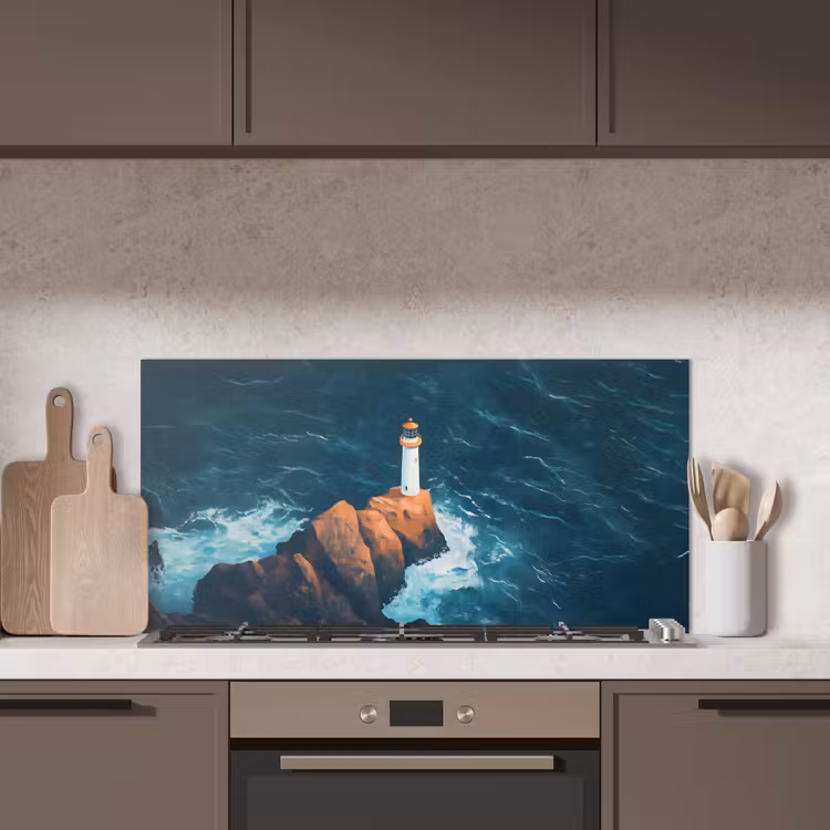 Vuurtoren - Rots - Zee - Golven keuken achterwand spatscherm middel -sfeer2