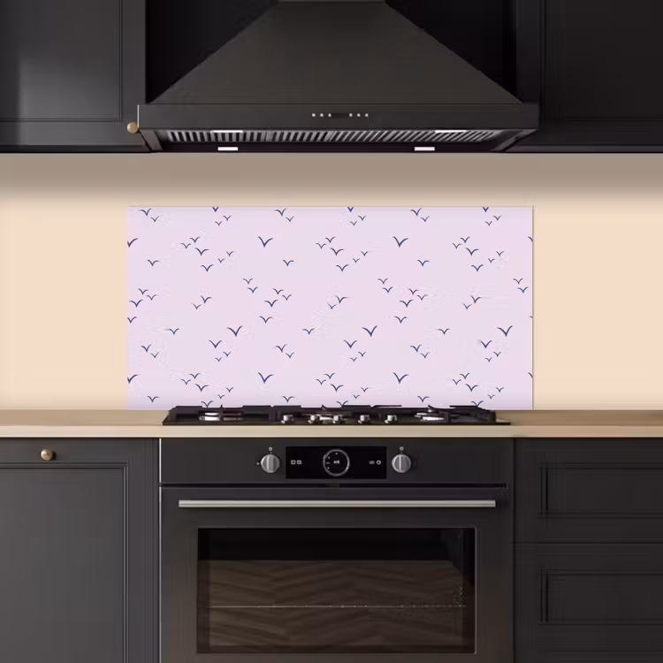 Lila - Vogels - Blauw keuken achterwand spatscherm middel 899 -sfeer1