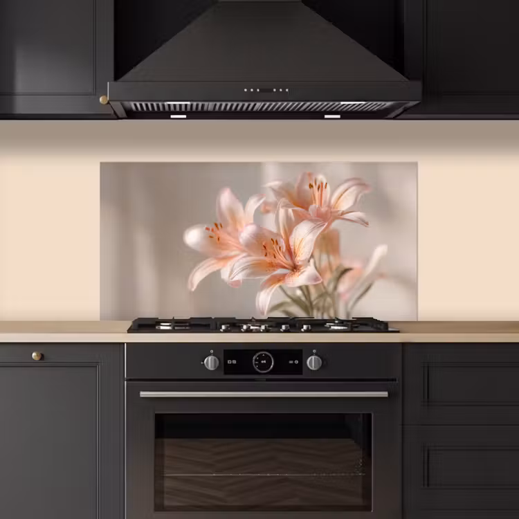 Lelies - Meeldraden - Roze - Wazig keuken achterwand spatscherm middel -sfeer1