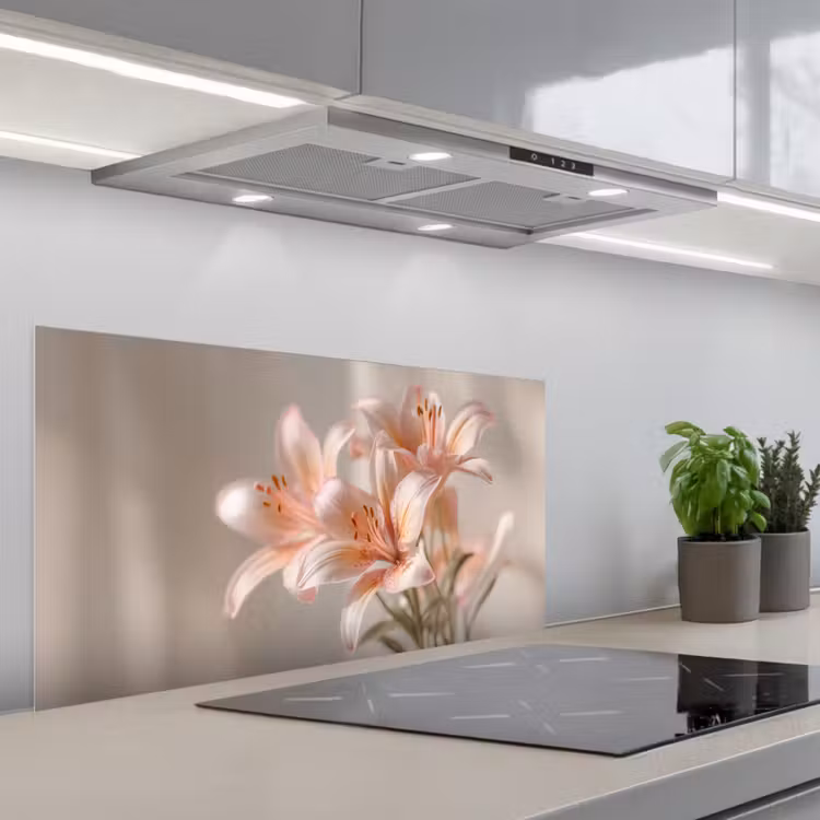 Lelies - Meeldraden - Roze - Wazig keuken achterwand spatscherm middel -3d_schuin