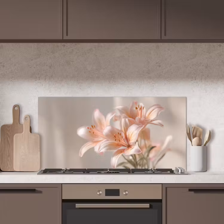 Lelies - Meeldraden - Roze - Wazig keuken achterwand spatscherm middel -sfeer2