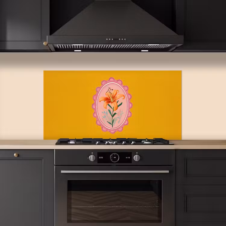 Lelie - Oranje - Lijst - Ovaal keuken achterwand spatscherm middel -sfeer1