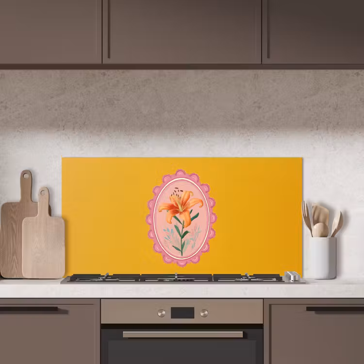 Lelie - Oranje - Lijst - Ovaal keuken achterwand spatscherm middel -sfeer2