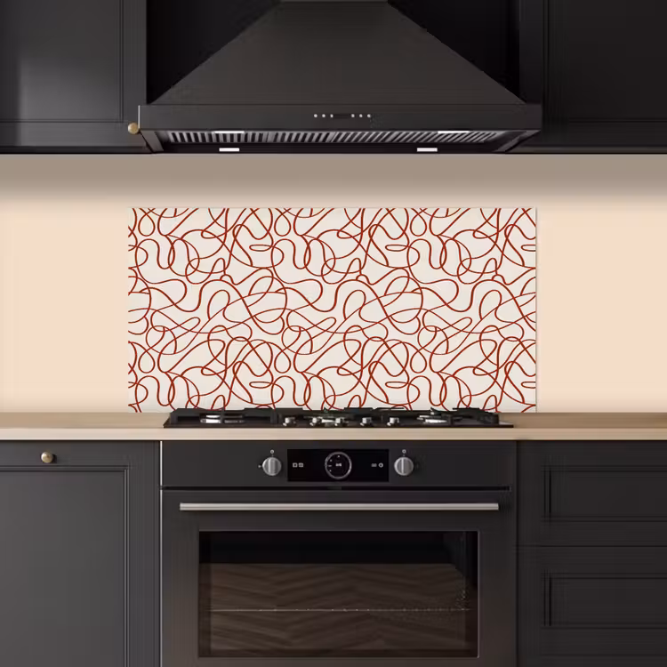 Lijnen - Abstract - Rood - Beige keuken achterwand spatscherm middel 899 -sfeer1