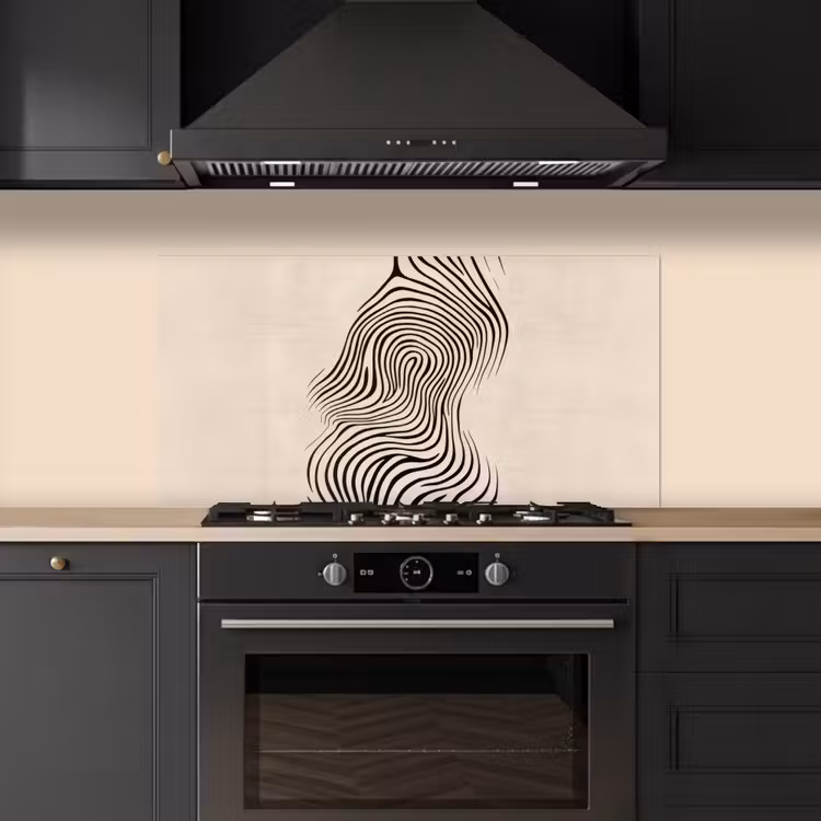 Lijnen - Abstract - Golvend - Zwart keuken achterwand spatscherm middel -sfeer1