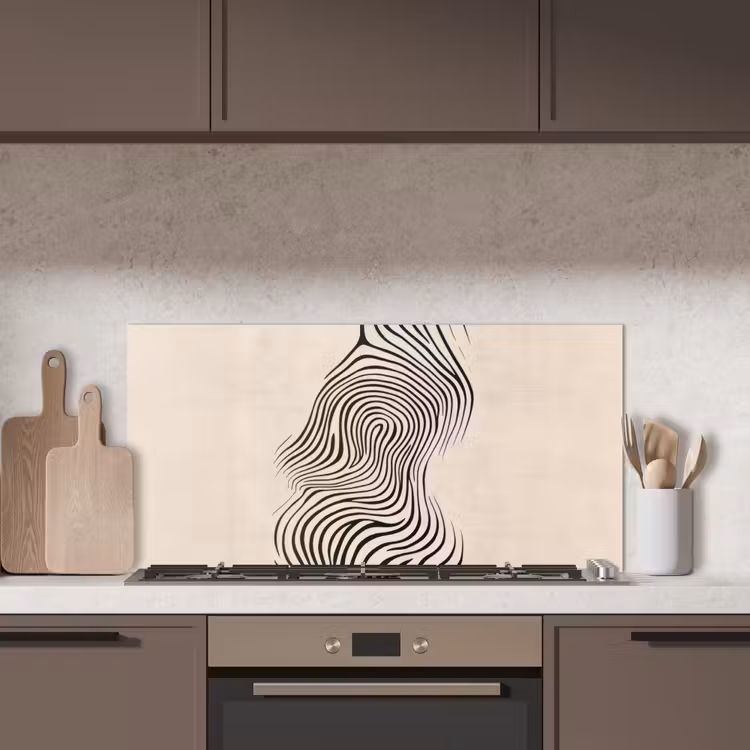 Lijnen - Abstract - Golvend - Zwart keuken achterwand spatscherm middel -sfeer2