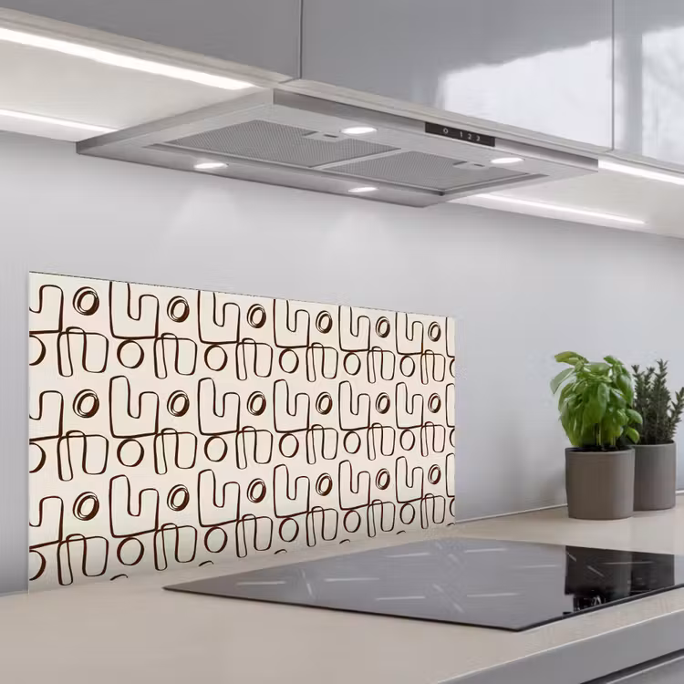 Lijnen - Beige - Patroon - Donkerbruin keuken achterwand spatscherm middel 899 -3d_schuin